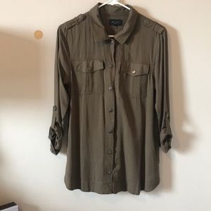 BE COOL  army green button down blazer